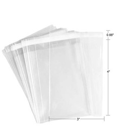 200 pcs 3" x 4" Clear 2 MIL Thick Self Sealing OPP Plastic Bags