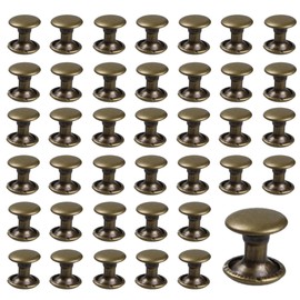 PDETVEO 50 Sets 8mm Round Cap Leather Rivets, Double Cap Rivets Metal Studs Tubular, Bronze Rivets for Leather, Purse, Keyrings, Repair, Crafts, Decoration