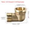 sourcing map Brass Pipe Fitting 90 Degree Elbow 3/4 (BSP)