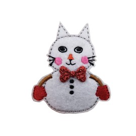 ReelFun Snowman Cat Winter Christmas Embroidered Iron On Patch Christmas Gift