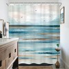 KOMLLEX Abstract Teal Beach Shower Curtain for Bathroom Decor 60Wx72H