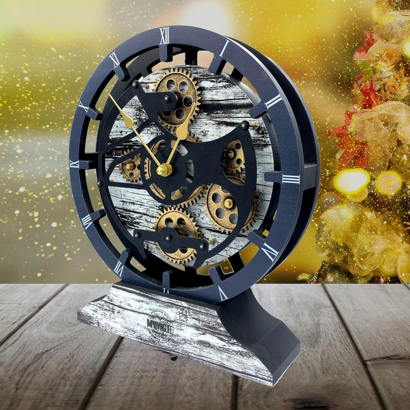 ImprovingLife The Gears Clock Desk Clock 10 inches with Real