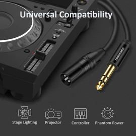 DREMAKE 6 Foot TRS Stereo 6.35mm 1/4 Inch to XLR Balanced Mic Cable Male to Male Audio Patch Cord for Speakers, Amplifier