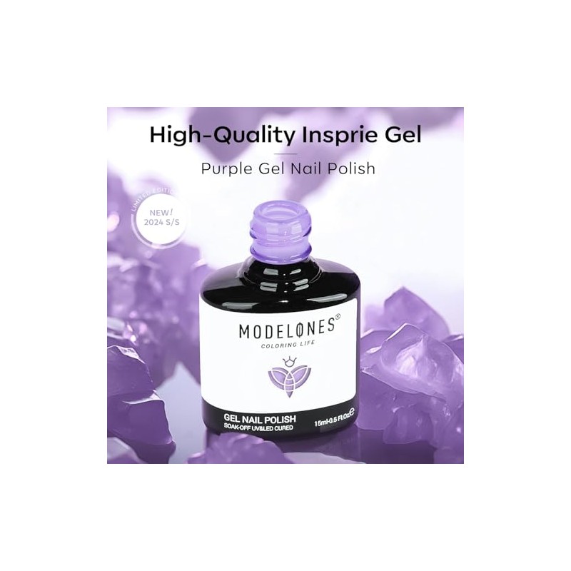 modelones- Esmalte de uñas en gel morado, 15 ml, esmalte