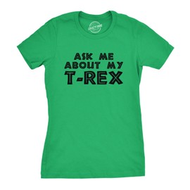 Womens Ask Me About My Trex T Shirt Funny Cool Dinosaur Flip Graphic Novelty Tee Funny T Shirts Flip Tops for Women Cool Dinosaur Top Women's Novelty Tees Green L