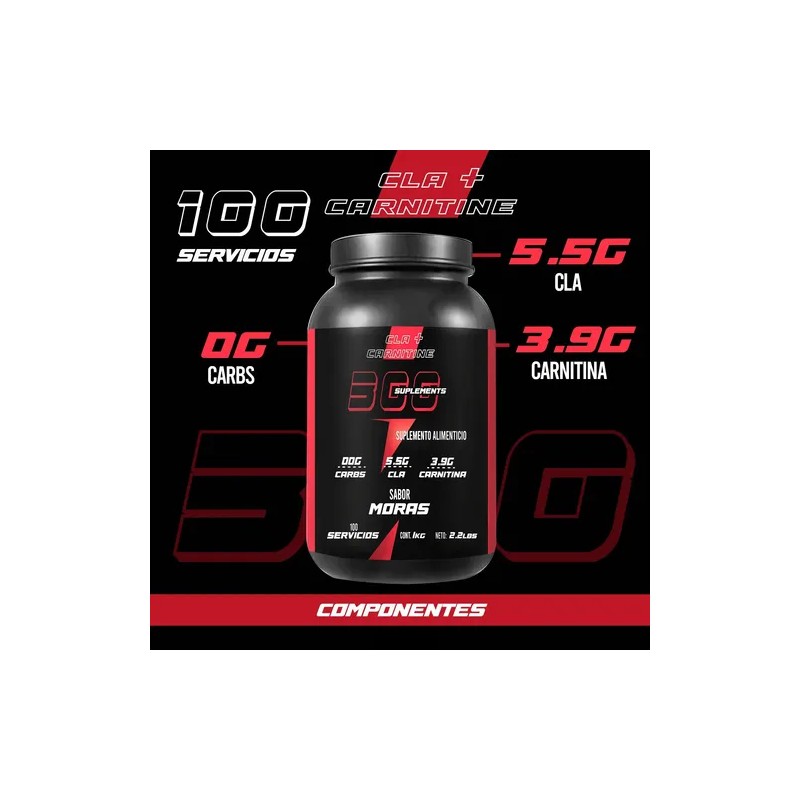 Cla Carnitina 1kg 300 Suplements 100 Servs