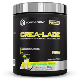 FORZAGEN | Crea-Lade | 100% Monohidrato de Creatina Saborizada | 280 g | 35 Servicios x Envase | Refrescante Sabor a Limonada Paraiso | Sin Azúcar Añadida | Hidratante y Voluminizador Muscular | Incrementa Fuerza y Rendimiento para Entrenamientos | Facil