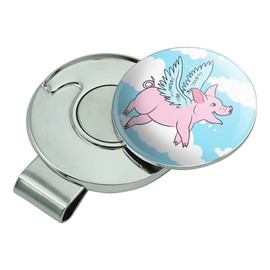 GRAPHICS & MORE Flying Pig in The Clouds Golf Hat Clip with Magnetic Ball Marker