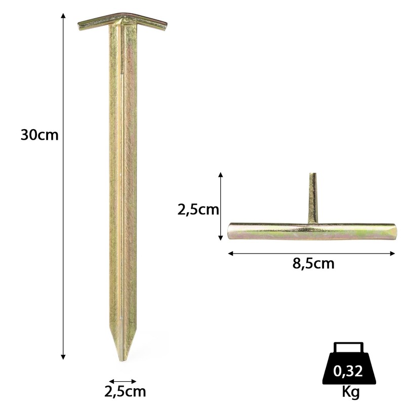 Moritz Steel T-Profile Tent Peg Camping 30-40 or 50 cm