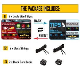 Five Star Accessories Rider-Share Sign for Driver - 5 Stars Tips Taxi Rating Appreciated Ride-Share Signs - Large 9x6 (Pack of 2)