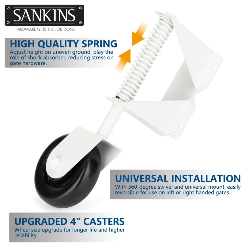 Spring Loaded Gate Caster for Wooden Gate PVC Fence, Heavy