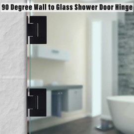 Cokritsm Black 2Pack Glass Shower Door Hinges 90 Degrees Glass Door Hinges Replacement Parts with Mounting Hardware Stainless Steel Bathroom Gate Clamp for 8-12mm Glass