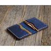 Brown and Blue Leather ID Card Holder Wallet Durable Storage