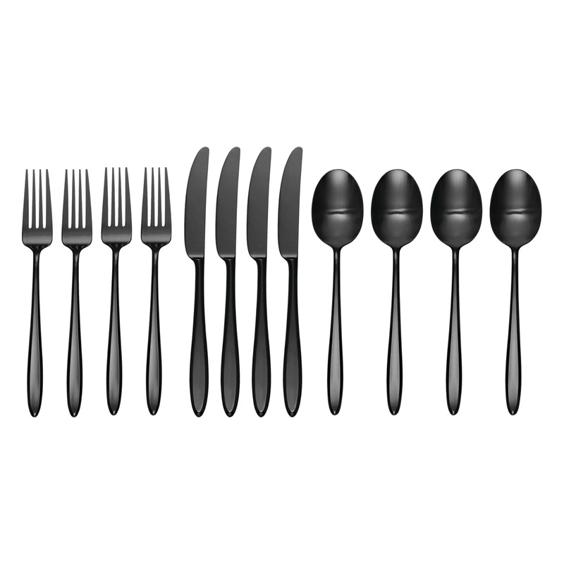 Hampton Forge 894843 Ayla Black 12 Piece Flatware Set
