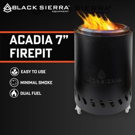 Black Sierra Tabletop Smokeless 7" Firepit, Mini Firepit Burns Wood Pellets, Stainless Steel for Camping, Outdoor & Patio, Wood Burning Portable Bonfire Perfect for Smore's