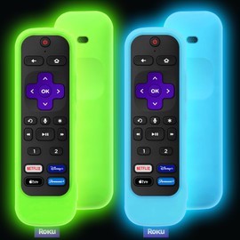 2Pack Climberer Roku Remote Cover for 1st Gen/Pro/Ultra/Express 4K - Buttons 1 & 2 Accessible, Glow-in-The-Dark + Strap