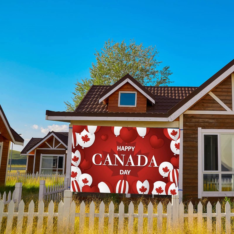 Happy Canada Day decorations Banner July 1, PILZUME Large Backdrop
