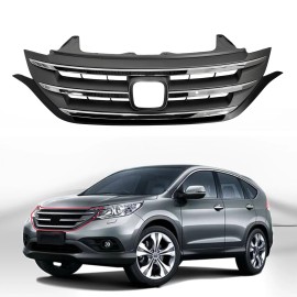 Bewild Front Bumper Upper Grille Grill w/Chrome Trim For 2012-2014 Honda CRV CR-V