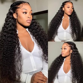 Deep Wave Lace Front Wigs Human Hair 13x4 Lace Frontal Curly Wigs for Black Women Wet and Wavy HD Transparent Lace Front Wigs Human Hair Pre Plucked with Baby Hair 150 Density (26 inch, 13x4 deep wave wig)
