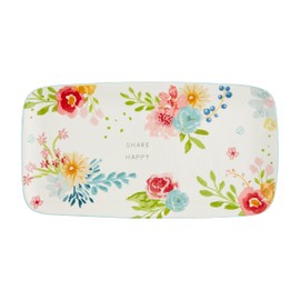 Mud Pie Botanical Platters, Floral Rectangle, 12" dia