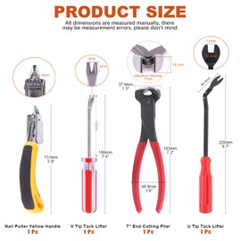 Tanstic 4Pcs Nail Puller and Staple Remover Tool Set Including 7'' End Cutting Plier, Tack Pullers, Carpet Remover for Removing Nail and Staple on Furniture, Floor, Wooden Case, Carton, Photo Frame