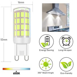 VOKWAK G9 LED Light Bulb G9 Bi-pin Base Chandelier Lighting JCD G9 120Volt Home Lighting 4W(40W Halogen Equivalent)400LM for table lamp,wall sconce,ceilingfan replacement,4-Pack(Daylight White 6000K)