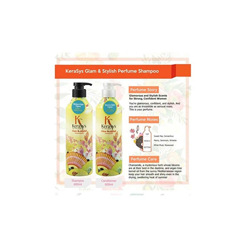 Kerasys Glam & Stylish Perfumed Shampoo 600ml and Conditioner 600ml