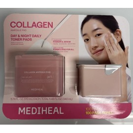 MEDIHEAL Collagen Ampoule Pad Facial Toner Pads Collagen & Ceramide 100CT + 100