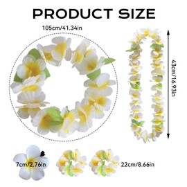 Uzndq Hawaiian Flower Chain, Flower Chain Set, Women's for Hawaiian Party Beach Decorations Accessories, Hawaiian Flower Costume Decoration, Flowers Lei Luau Leis, d'Alene to, M