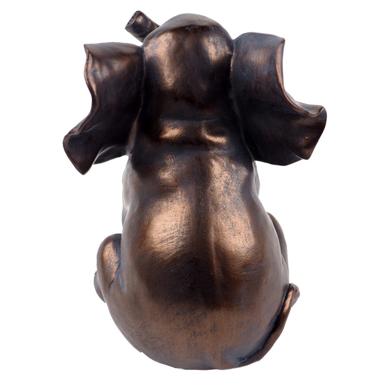 Bronze Effect 16cm Elephant Ornament Sitting Figurine