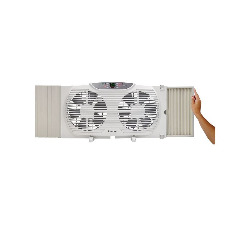 Lasko Electrically Reversible Twin Window Fan with Remote Control, W09550