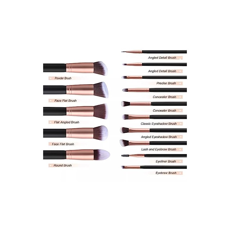 Paquete de 14 Brochas Profesionales Maquillaje Mohana Kabuki Libres de