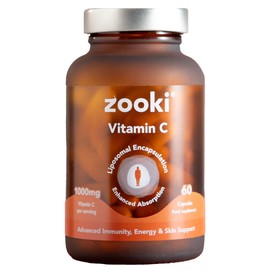 Zooki Zooki 1000mg Liposomal Vitamin C Capsules | 4X Higher Absorption | Ultimate Immunity, Energy, Skin Support | Vegan, Natural Ingredients | (30 Servings)