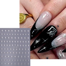 Star Nail Decals - 6 Sheets in Gold, Silver, White, Black - DIY Manicure Salon Accessories