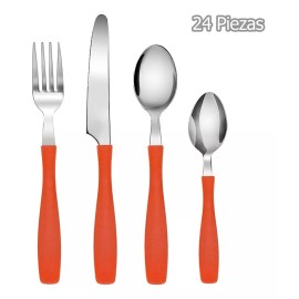 Aquila Juego De Cubiertos Indiana Naranja 24 Piezas - Cu6589