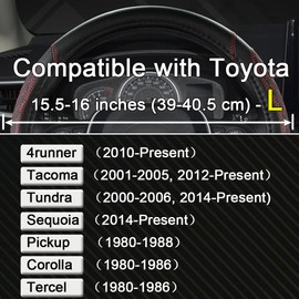 West Llama Customized Auto Car Steering Wheel Cover for Toyota Tacoma,4Runner,Tundra,Sequoia,15.5-16 inch(Diamond Quilted-Black+Red-Large Size)