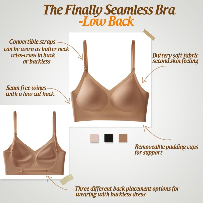 Shewant Shewant Low Back Bra for Women Wirefree Seamless Bra