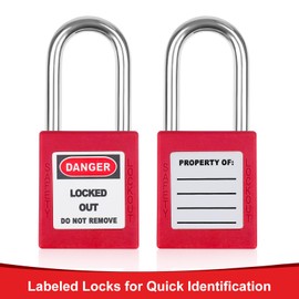 BULANGDI Lockout Tagout Locks Set -10pcs Red Loto Locks, Lockout Locks Keyed Different,2 Keys Per Lock, OSHA Compliant Lock Out Tag Out Padlocks, Safety Padlocks for Electrical Lockout Tag Out Kits