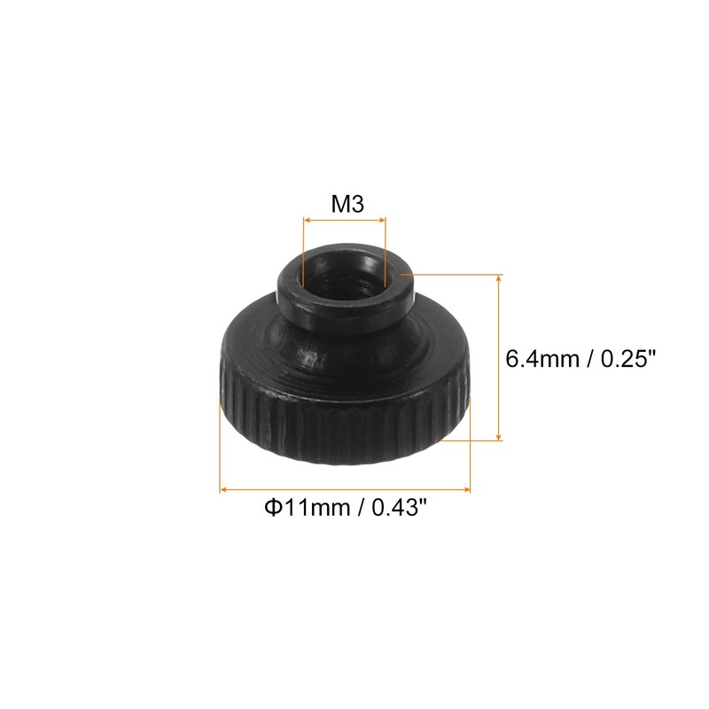 sourcing map Knurled Thumb Nuts, 12Pcs M3 Carbon Steel Nut