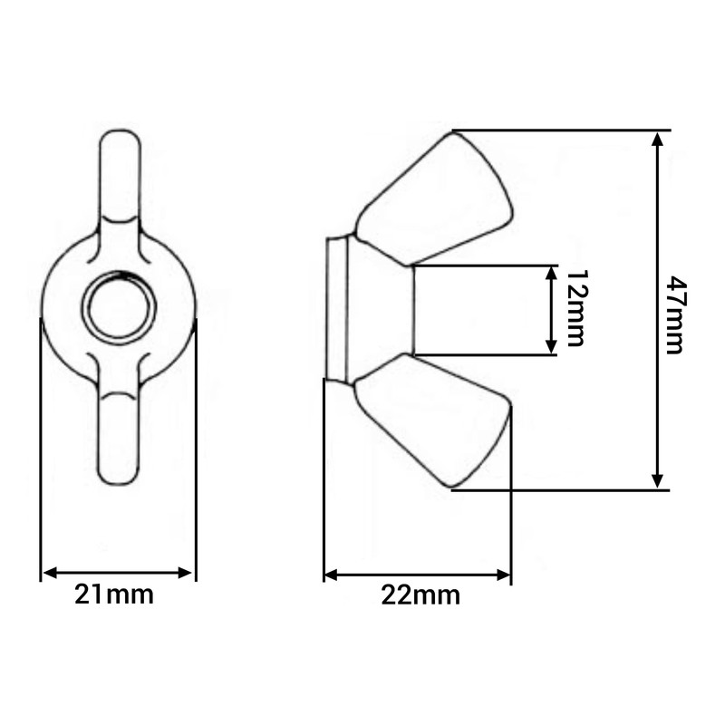 SKIR'CO Pack of 20 Wing Nuts M12, Galvanised Wing Nuts,