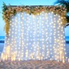White Sheer Tulle Backdrop Curtains with Lights String for Party