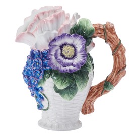 Fitz and Floyd Jardin Floral Bouquet Pitcher Vase Decorative, 9.5 Inch High