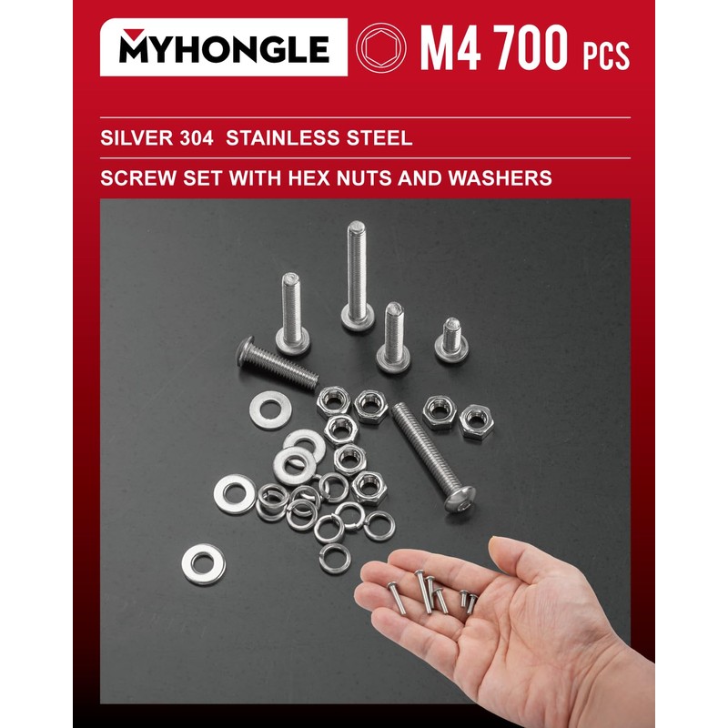 700 Pcs M4 Screws Set, Bolts and Nuts, Assorted Nuts