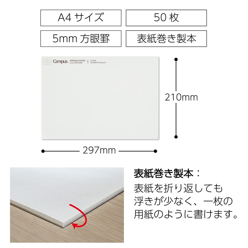 Kokuyo Report Paper, A4 Campus Spread Paper, 50 Sheets, 0.2