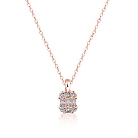 ASCOMY Dainty Necklace for Women 14K Rose Gold Plated Diamond Necklace Cubic Zirconia Solitaire Pendant Necklaces Cute Necklace Sparkly Single Tiny CZ Necklace Bride Bridesmaids Weeding Jewelry Gift