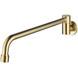 Kitchen Sink Faucet Wall Mount Brass Basin Taps Semi-Automatic Swing Switch Laundry Pool Mop Pool Faucet Cold Water Taps,Brushed Nickel(Brushed Gold)