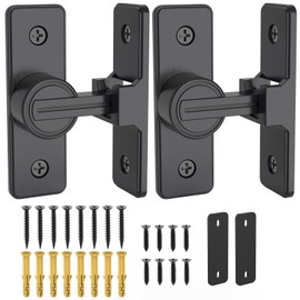 90 Degree Flip Barn Door Lock, Heavy Duty Gate Latches Flip Latch Safety Door Bolt Latch Lock, Sliding barn Door Lock Gate Latch Lock Suitable for Garden, Bathroom, Garage (2 Pack Matte Black)