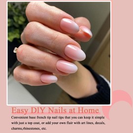 240Pcs False Nails Kit - Natural Gradient Pink Press on Nails Short Kit with Glue - Acrylic Oval Fake Nails Pink Tips, 12 Sizes Glossy Full Cover Stick on Nail for Women Girls Nails Art