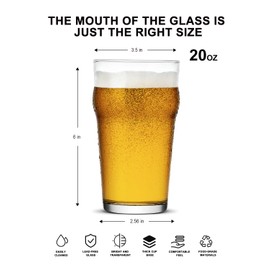 Pint Glasses,20oz British Beer Glass,Classics Craft Beer Glasses,Premium Beer Glasses Tumbler Set of 2, Pub Beer Glasses,Unique Design Beer Glasses Easy Stacking in The Cupboard