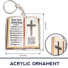 KINGDUHU Back to College Christian Gifts – Back to School Keychains for Students, College Girls, Teachers – Religious Backpack Charm, Car Mirror Cross, First Day or Farewell Gift for Women & Teens